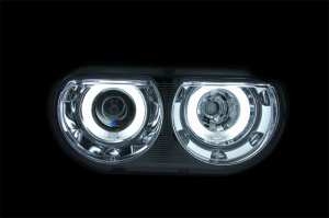 Dodge Challenger Projector Headlights - ANZO - w/Halo, Clear Lens, CCFL - Chrome Housing - `08-`14