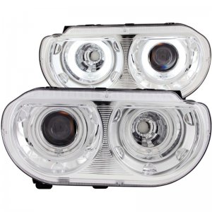 Dodge Challenger Projector Headlights - ANZO - w/Halo, Clear Lens, CCFL - Chrome Housing - `08-`14