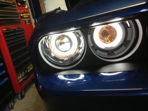 Dodge Challenger Projector Headlights - ANZO - CCFL, Halo, Clear Lens, Black Housing, Pair - Black - `08-`14