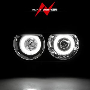 Dodge Challenger Projector Headlights - ANZO - CCFL, Halo, Clear Lens, Black Housing, Pair - Black - `08-`14