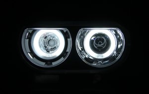 Dodge Challenger Projector Headlights - ANZO - CCFL, Halo, Clear Lens, Black Housing, Pair - Black - `08-`14