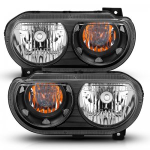Dodge Challenger Headlights - ANZO - Crystal - Black - `08-`14
