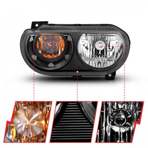 Dodge Challenger Headlights - ANZO - Crystal - Black - `08-`14