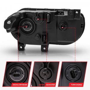 Dodge Challenger Headlights - ANZO - Crystal - Black - `08-`14