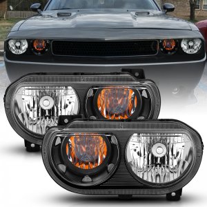 Dodge Challenger Headlights - ANZO - Crystal - Black - `08-`14