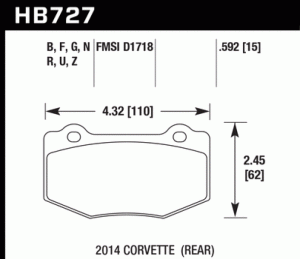 Chevrolet Corvette Brake Pads - Rear - Hawk Performance - ER-1 - `14-`18
