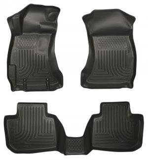 Subaru Legacy Floor Liners - Front + 2nd Seat - Husky Liners - WeatherBeater - Black - `10-`12