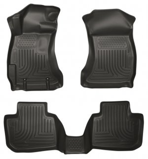 Subaru Legacy Floor Liners - Front + 2nd Seat - Husky Liners - WeatherBeater - Black - `10-`12