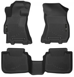 Subaru Outback Floor Mats - Front + 2nd Seat - Husky Liners - Weatherbeater - Black - 2015