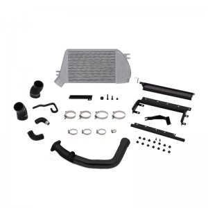 Subaru WRX Intercooler Kit - Top-Mount - Mishimoto - Race Top-Mount Intercooler Kit, Polished Cooler & Black Pipes - `15-`21