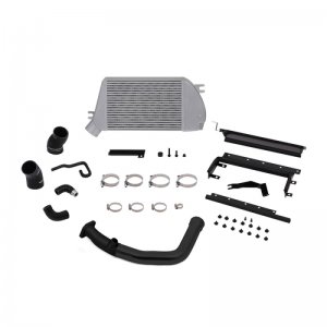 Subaru WRX Intercooler Kit - Top-Mount - Mishimoto - Race Top-Mount Intercooler Kit, Polished Cooler & Black Pipes - `15-`21