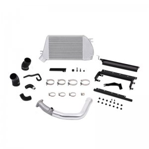 Subaru WRX Intercooler Kit - Mishimoto - Top Mount, Powder Coated Silver & Polished Pipes - Silver - `15-`21