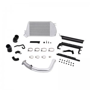 Subaru WRX Intercooler Kit - Mishimoto - Top Mount, Powder Coated Silver & Polished Pipes - Silver - `15-`21