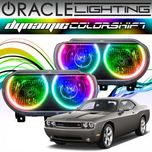 Dodge Challenger Headlight Halo Kit - ORACLE Lighting - Dynamic ColorSHIFT - `08-`14
