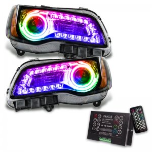 Chrysler 300C Headlight Assembly - ORACLE Lighting - ColorSHIFT 2.0 DRL, Non-HID, SMD - Black - `11-`14