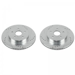 Subaru WRX Brake Rotors (2) - Rear - PowerStop - Evolution Drilled & Slotted - Silver - `16-`19