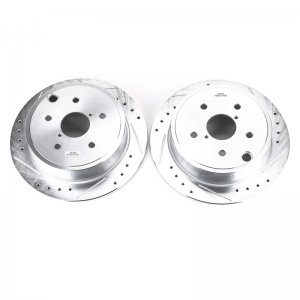 Subaru WRX Brake Rotors (2) - Rear - PowerStop - Evolution Drilled & Slotted - Silver - `15-`19