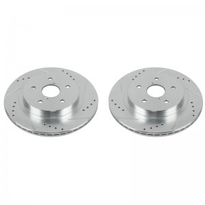 Subaru WRX Brake Rotors (2) - Rear - PowerStop - Evolution Drilled & Slotted - Silver - `16-`19