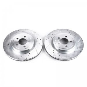 Dodge Charger Brake Rotors (2) - Front - PowerStop - Evolution Drilled & Slotted - Silver - `06-`20