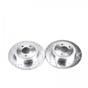 Dodge Charger Brake Rotors (2) - Rear - PowerStop - Evolution Drilled & Slotted - Silver - `06-`20