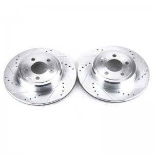 Dodge Charger Brake Rotors (2) - Rear - PowerStop - Evolution Drilled & Slotted - Silver - `06-`20