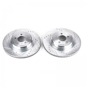 Dodge Charger Brake Rotors (2) - Rear - PowerStop - Evolution Drilled & Slotted - Silver - `06-`18