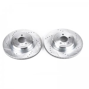Dodge Charger Brake Rotors (2) - Rear - PowerStop - Evolution Drilled & Slotted - Silver - `06-`18