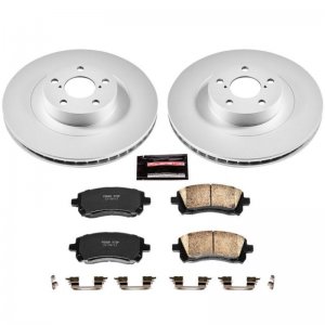Subaru Legacy Brake Kit - Front - PowerStop - Genuine Geomet Coated Rotors + Z17 Low-Dust Ceramic Pads - 2001