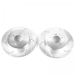 Mitsubishi Lancer Brake Rotors (2) - Rear - PowerStop - Drilled & Slotted Zinc Plated - Silver - 2008