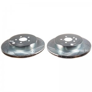Subaru BRZ Brake Rotors (2) - Rear - PowerStop - Evolution Drilled & Slotted Zinc Plated - `17-`20