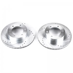 Toyota Tacoma Brake Rotors (2) - Front - PowerStop - Evolution Drilled & Slotted - Silver - 2004