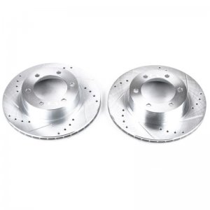 Toyota Tacoma Brake Rotors (2) - Front - PowerStop - Evolution Drilled & Slotted - Silver - 2004