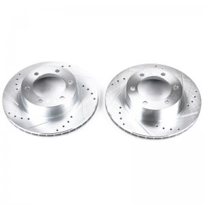Toyota Tacoma Brake Rotors (2) - Front - PowerStop - Evolution Drilled & Slotted - Silver - 2004