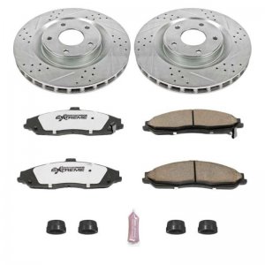 Chevrolet Corvette Brake Kit - Front - PowerStop - Drilled/Slotted Rotors + Carbon-Fiber Ceramic Pads - `05-`13