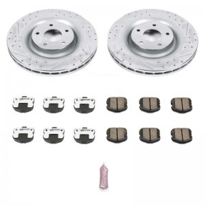 Chevrolet Corvette Brake Kit - Front - PowerStop - Drilled & Slotted Rotors + Carbon-Fiber Ceramic Pads - `06-`13