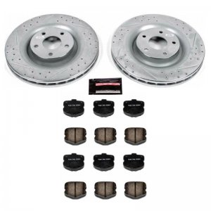 Chevrolet Corvette Brake Kit - Front - PowerStop - Drilled & Slotted Rotors + Carbon-Fiber Ceramic Pads - `06-`13