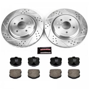 Chevrolet Corvette Brake Kit - Rear - PowerStop - Drilled & Slotted Rotors + Carbon-Fiber Ceramic Pads - `06-`13