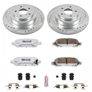 Subaru Legacy Brake Kit - Rear - PowerStop - Drilled & Slotted Rotors + Carbon-Fiber Ceramic Pads - `05-`09