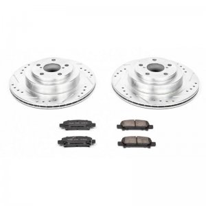 Subaru Legacy Brake Kit - Rear - PowerStop - Drilled & Slotted Rotors + Carbon-Fiber Ceramic Pads - `05-`09