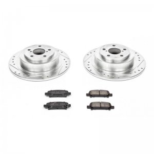 Subaru Outback Brake Kit - Rear - PowerStop - Drilled & Slotted Rotors + Carbon-Fiber Ceramic Pads - `00-`04