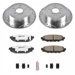Subaru Outback Brake Kit - Rear - PowerStop - Drilled & Slotted Rotors + Carbon-Fiber Ceramic Pads - `05-`09