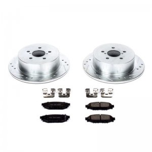 Subaru Outback Brake Kit - Rear - PowerStop - Drilled & Slotted Rotors + Carbon-Fiber Ceramic Pads - `05-`09