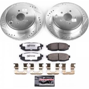 Subaru Outback Brake Kit - Rear - PowerStop - Drilled & Slotted Rotors + Carbon-Fiber Ceramic Pads - `10-`14