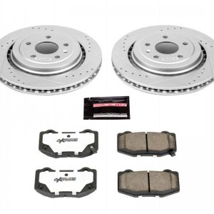 Chevrolet Corvette Brake Kit - Rear - PowerStop - Drilled & Slotted Rotors + Carbon-Fiber Ceramic Pads + Stainless-Steel Hardware - `14-`19