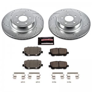 Dodge Charger Brake Kit - Rear - PowerStop - Drilled & Slotted Rotors + Carbon-Fiber Ceramic Pads - `14-`19