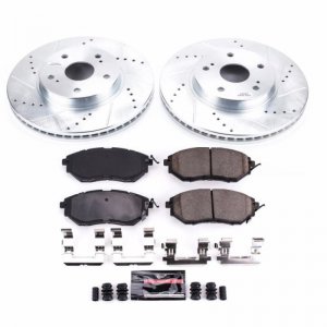 Subaru Legacy Brake Kit - Front - PowerStop - Drilled & Slotted Rotors + Carbon-Fiber Ceramic Pads - 2015