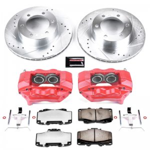 Toyota Tacoma Brake Kit - Front - PowerStop - Drilled & Slotted Rotors + Carbon-Fiber Ceramic Pads + Powder Coated Calipers - 2004