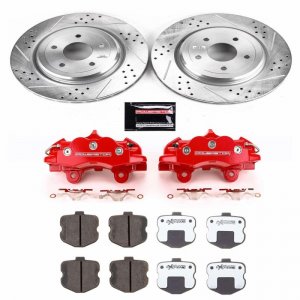 Chevrolet Corvette Brake Kit - Rear - PowerStop - Drilled & Slotted Rotors + Carbon-Fiber Ceramic Pads + Powder Coated Calipers - `06-`13