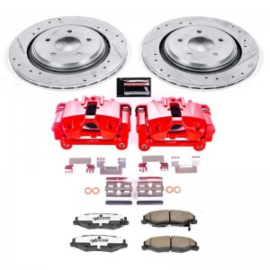 Chevrolet Corvette Brake Kit - Rear - PowerStop - Drilled & Slotted Rotors + Carbon-Fiber Ceramic Pads + Powder Coated Calipers - `05-`10