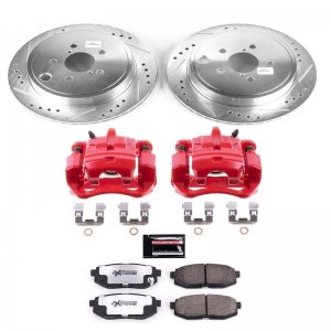 Subaru BRZ Brake Kit - Rear - PowerStop - Drilled/Slotted Rotors + Carbon-Fiber Ceramic Pads + Powder Coated Calipers - `13-`20